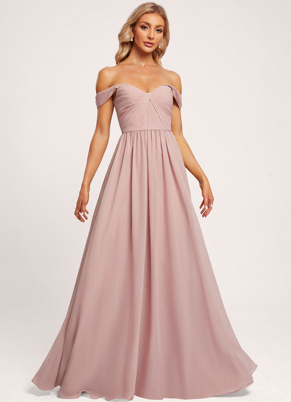 Robe Demoiselle D'Honneur Fluide Rose Doux - gallery 2