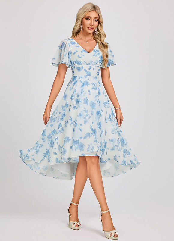 Robe Demoiselle D'Honneur Asymétrique Fluide