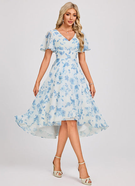 Robe Demoiselle D'Honneur Asymétrique Fluide