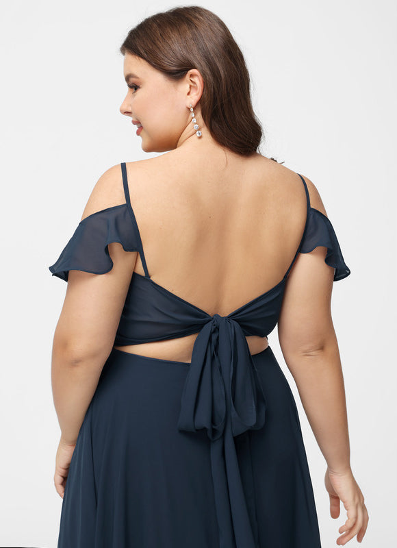 Robe Demoiselle D'Honneur Mousseline Beige - gallery 8