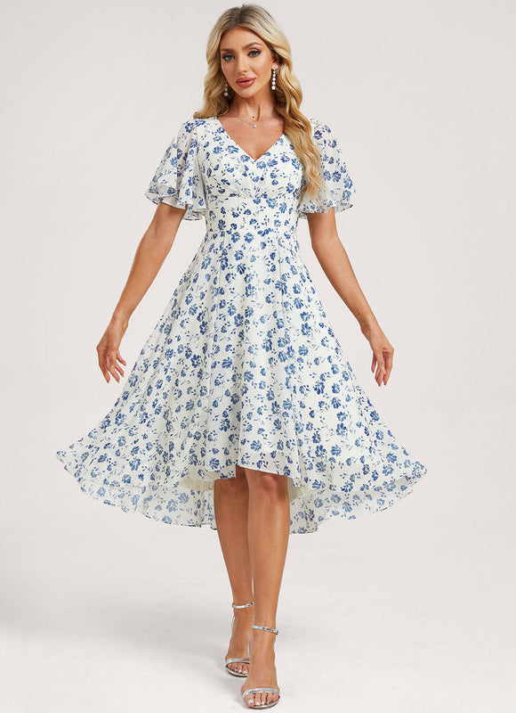 Robe Demoiselle D'Honneur Asymétrique Fluide - gallery 3