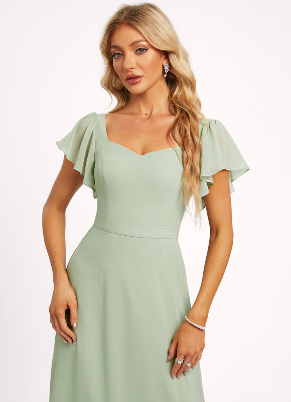 Robe Demoiselle D'Honneur À Volants Rose Pâle - gallery 3