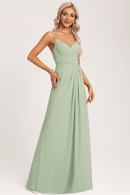 Robe Demoiselle D'Honneur À Volants Rose Pâle - gallery 5