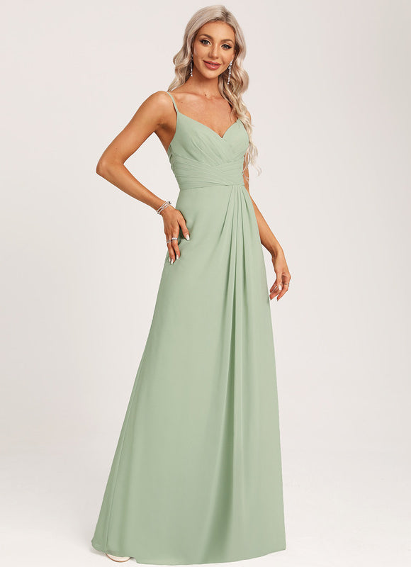 Robe Demoiselle D'Honneur À Volants Rose Pâle - gallery 5