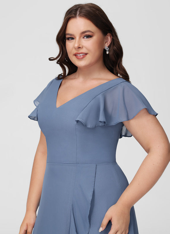 Robe Demoiselle D'Honneur Asymétrique Fluide - gallery 9