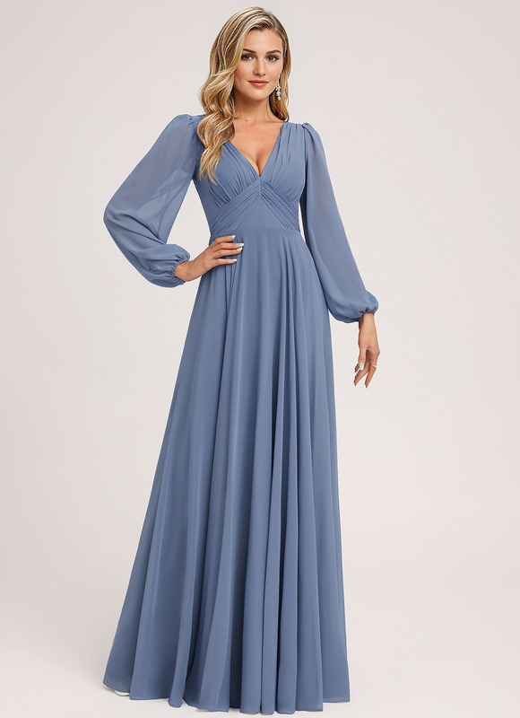 Robe Demoiselle D'Honneur Mousseline Beige - gallery 2