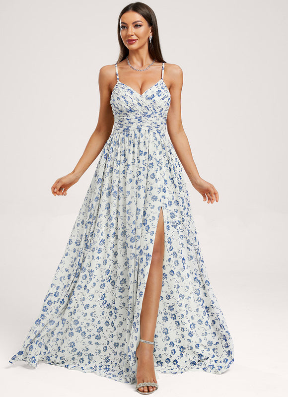 Robe Demoiselle D'Honneur Mousseline Beige