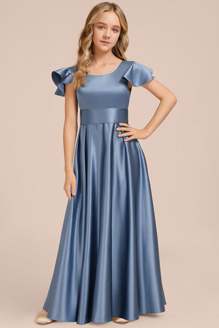 Robe Demoiselle D'Honneur Satinée Ciel - gallery 4