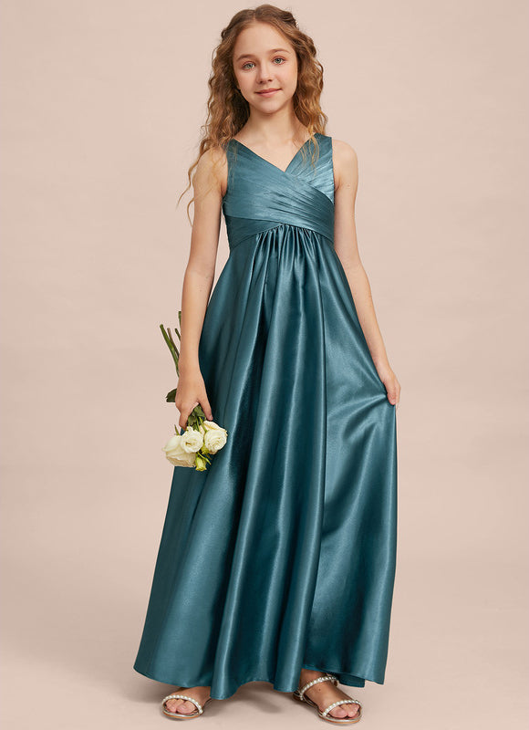 Robe Demoiselle D'Honneur Satin Émeraude Chic - gallery 2