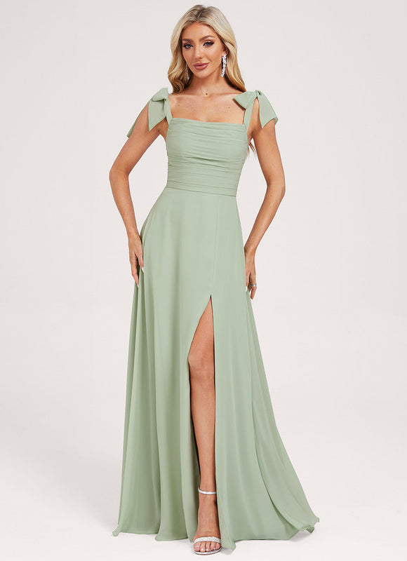 Robe Demoiselle D'Honneur Fluide Vert Tendre - gallery 4