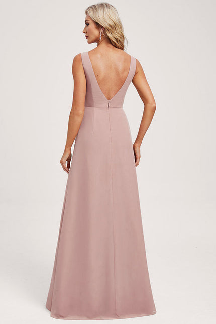 Robe Demoiselle D'Honneur Mousseline Beige - gallery 4