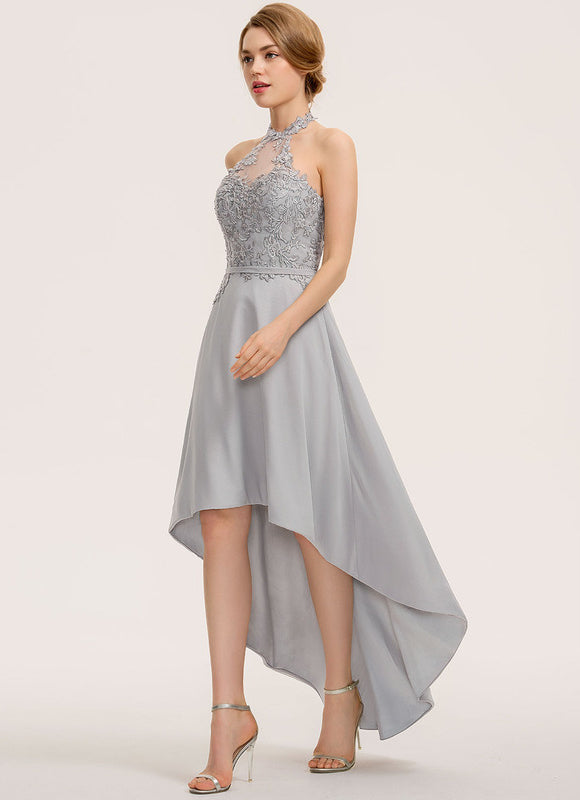 Robe Demoiselle D'Honneur Gris Élégant Flottant - gallery 2