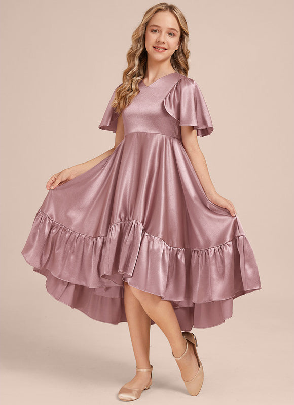 Robe Demoiselle D'Honneur Satin Ciel Ajustée - gallery 6
