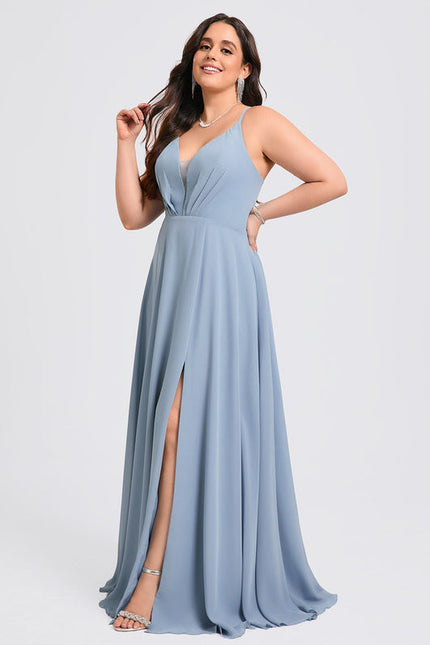 Robe Demoiselle D'Honneur Mousseline Beige - gallery 7