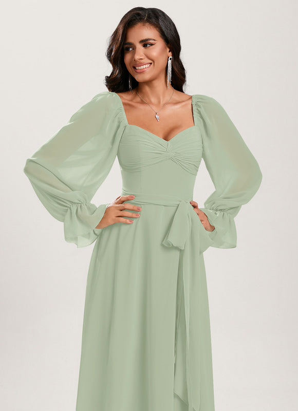 Robe Demoiselle D'Honneur Fluide Vert Doux - gallery 3