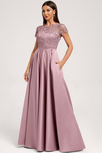 Robe Demoiselle D'Honneur Satin Mauve Élégante - gallery 4