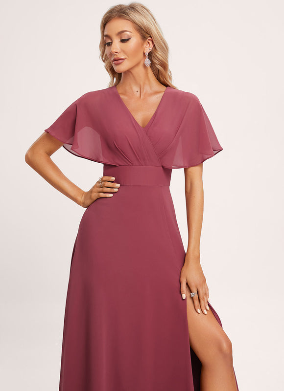 Robe Demoiselle D'Honneur À Volants Rose Pâle - gallery 5