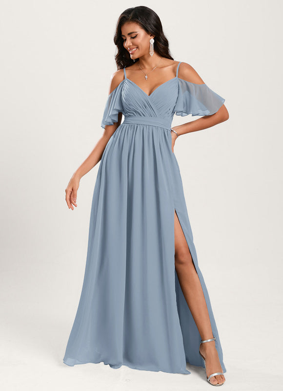 Robe Demoiselle D'Honneur Fluide Ciel