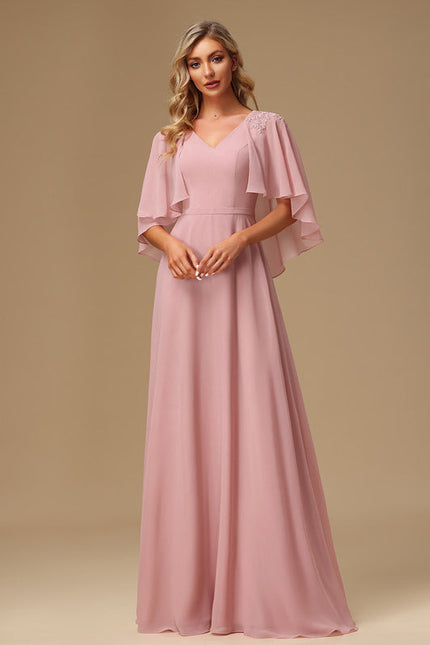 Robe Demoiselle D'Honneur Fluide Rose Pâle