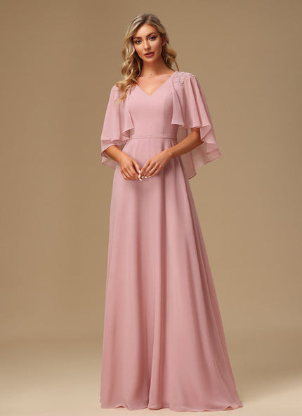 Robe Demoiselle D'Honneur Fluide Rose Pâle