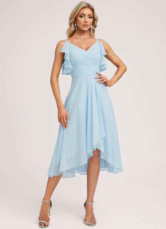 Robe Demoiselle D'Honneur Asymétrique Fluide - gallery 5