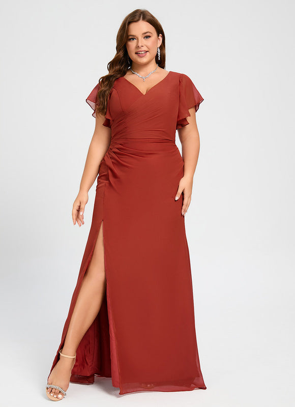 Robe Demoiselle D'Honneur À Volants Rose Pâle - gallery 8