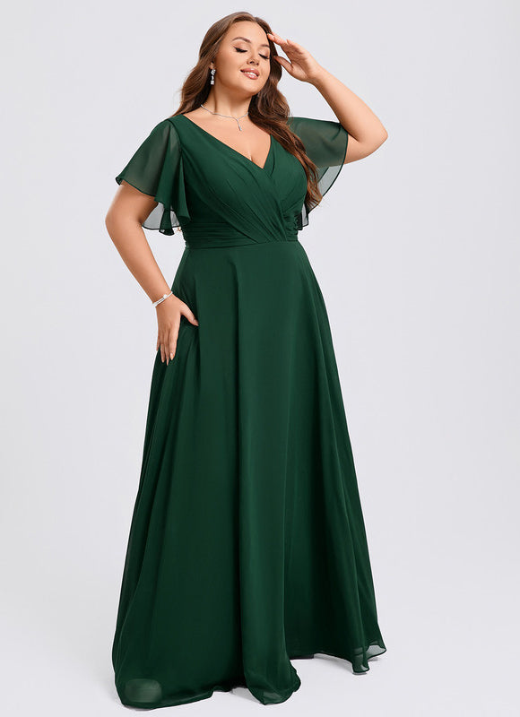 Robe Demoiselle D'Honneur À Volants Rose Pâle - gallery 7