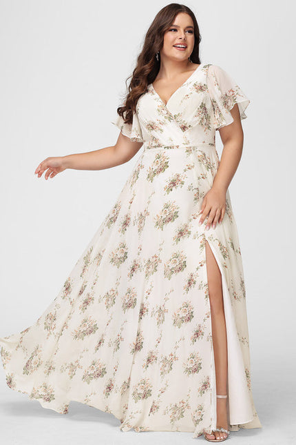 Robe Demoiselle D'Honneur Mousseline Beige - gallery 6