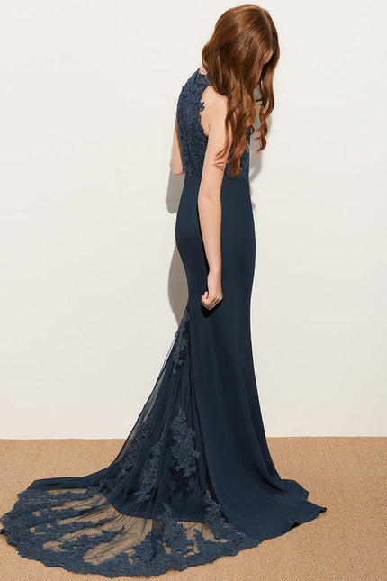 Robe Demoiselle D'Honneur Nuit Marine Élégante