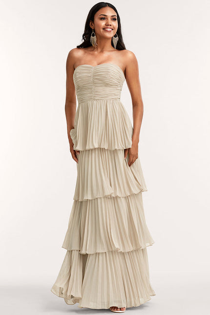 Robe Longue Beige Demoiselle D'Honneur