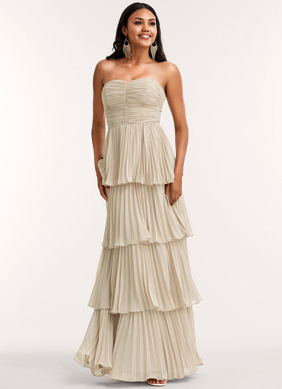 Robe Longue Beige Demoiselle D'Honneur
