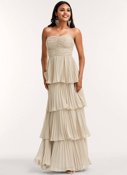 Robe Longue Beige Demoiselle D'Honneur