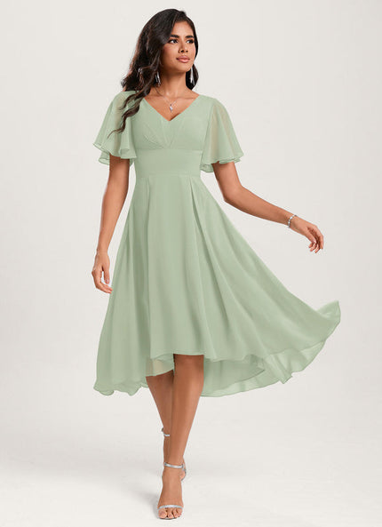 Robe Demoiselle D'Honneur Asymétrique Fluide