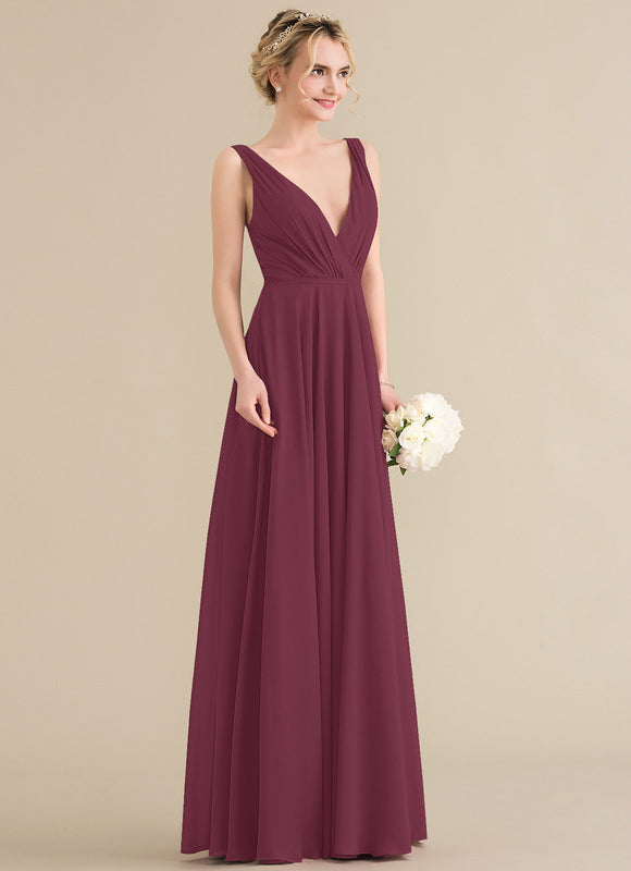 Robe Demoiselle D'Honneur Élégante Bordeaux - gallery 2
