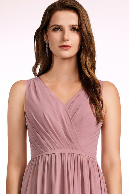 Robe Demoiselle D'Honneur Fluide Rose Pâle - gallery 4