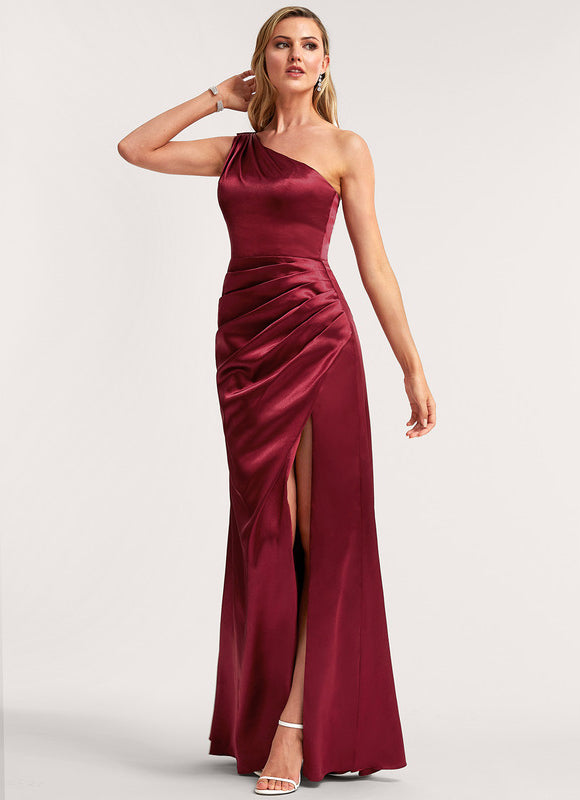 Robe Demoiselle D'Honneur Satin Bordeaux Chic - gallery 1