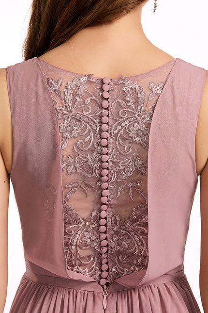 Robe Demoiselle D'Honneur Fluide Rose Pâle - gallery 5