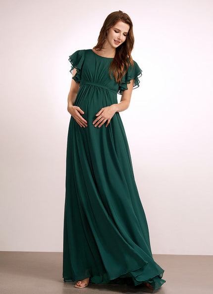 Robe Demoiselle D'Honneur Élégante Verte