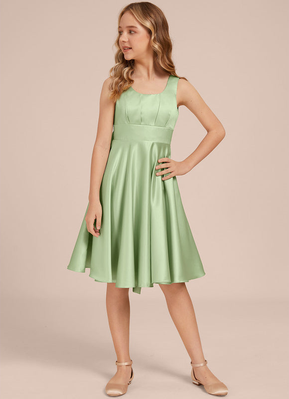 Robe Demoiselle D'Honneur Satin Vert Pastel - gallery 4