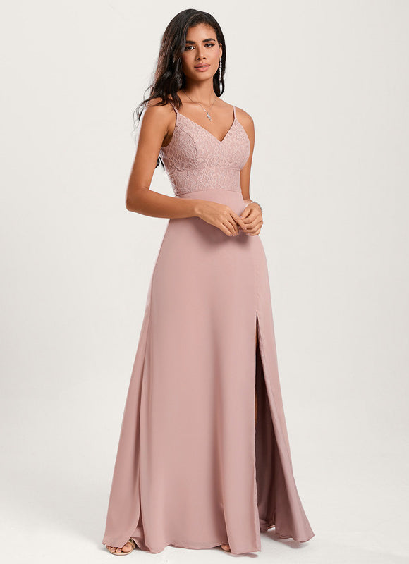 Robe Demoiselle D'Honneur Fluide Rose Pâle - gallery 2