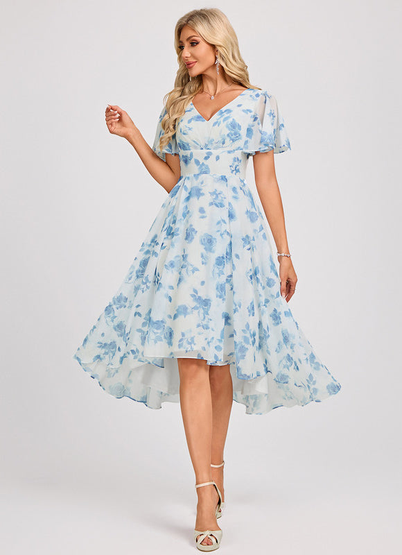 Robe Demoiselle D'Honneur Asymétrique Fluide - gallery 2