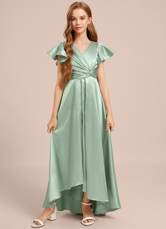 Robe Demoiselle D'Honneur Satin Ciel Ajustée - gallery 1