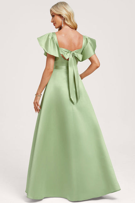 Robe Demoiselle D'Honneur Satin Vert Tendre - gallery 4