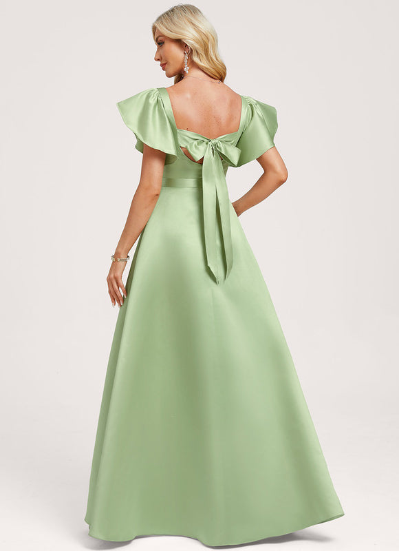 Robe Demoiselle D'Honneur Satin Vert Tendre - gallery 4