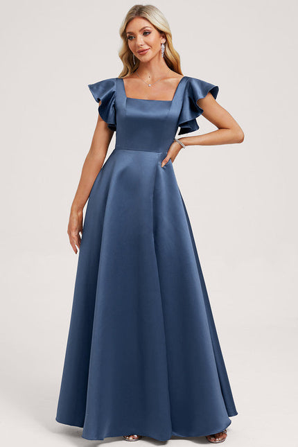 Robe Demoiselle D'Honneur Satinée Vert Deau - gallery 1