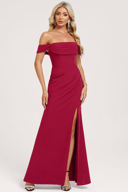 Robe Demoiselle D'Honneur Bordeaux Élégante - gallery 1