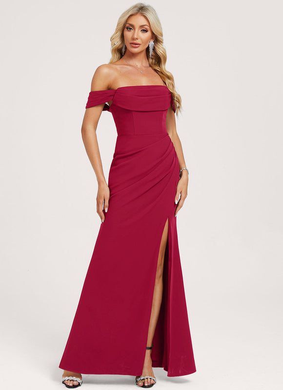 Robe Demoiselle D'Honneur Bordeaux Élégante - gallery 1