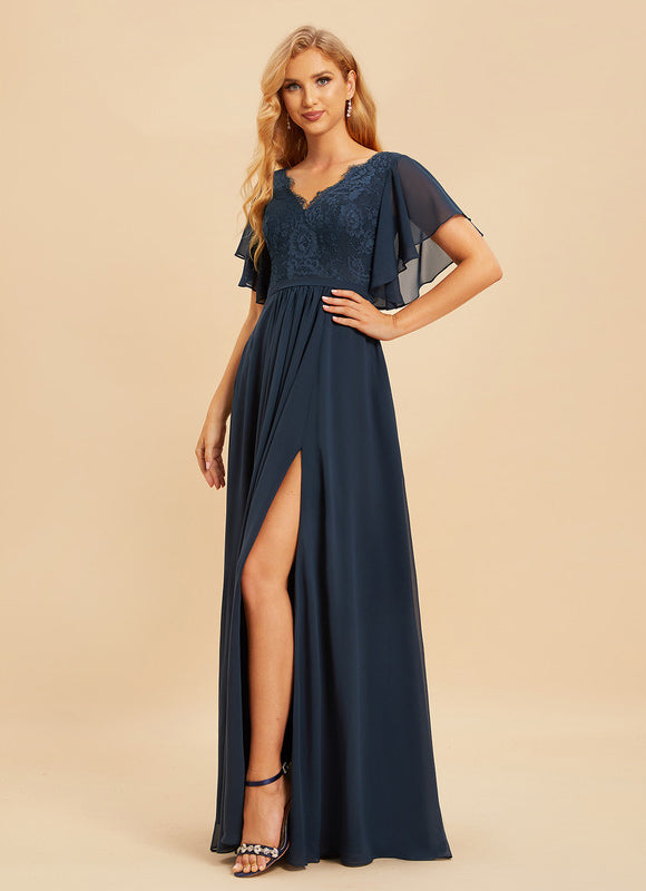 Robe Demoiselle D'Honneur Fluide Rose Pâle - gallery 3