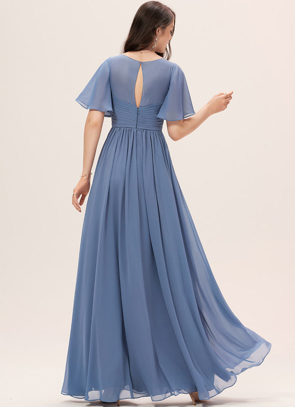 Robe Demoiselle D'Honneur À Volants Rose Pâle - gallery 1