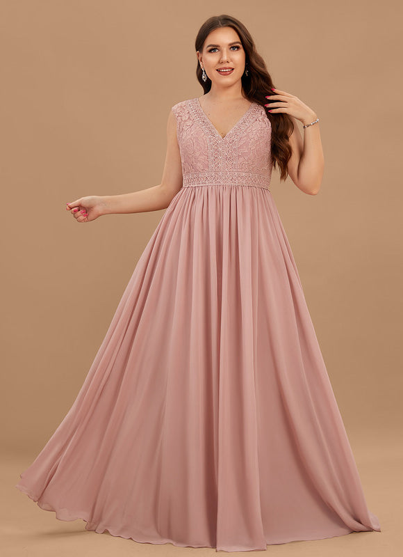 Robe Demoiselle D'Honneur Fluide Rose Pâle - gallery 6